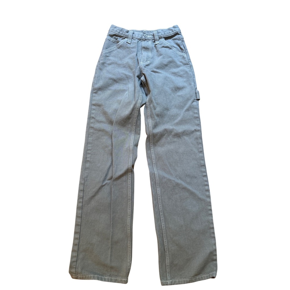 J. Galt Carpenter Pants Women Grey Contrast Stitch Utility SIZE S